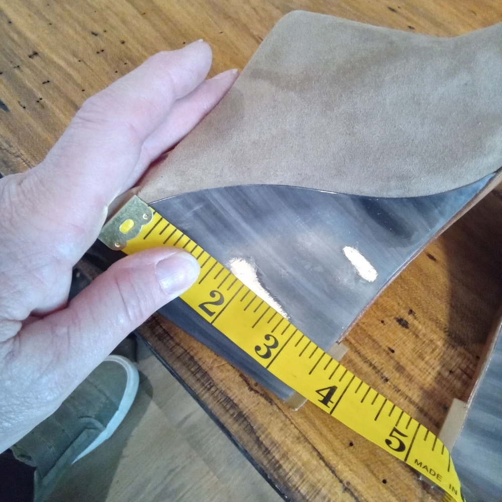 Coach Hollie Size 7.5 B Tan Suede 3.5" Wedge Heel platform Peep Toe - Picture 8 of 16